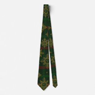 Gravata Steampunk Snowflake Red and Green Tartan