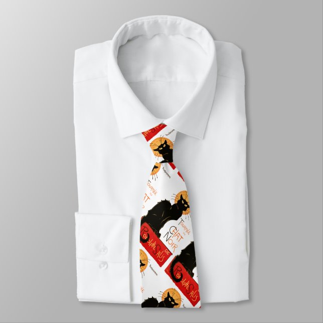 Gravata Steinlen Black Cat Classic French Trabalho de arte (Amarrado)