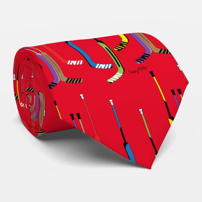 Gravata Sticks do Red Multi Color Hockey (Rolled)