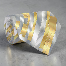 Gravata Striped Gold and Silver Necktie