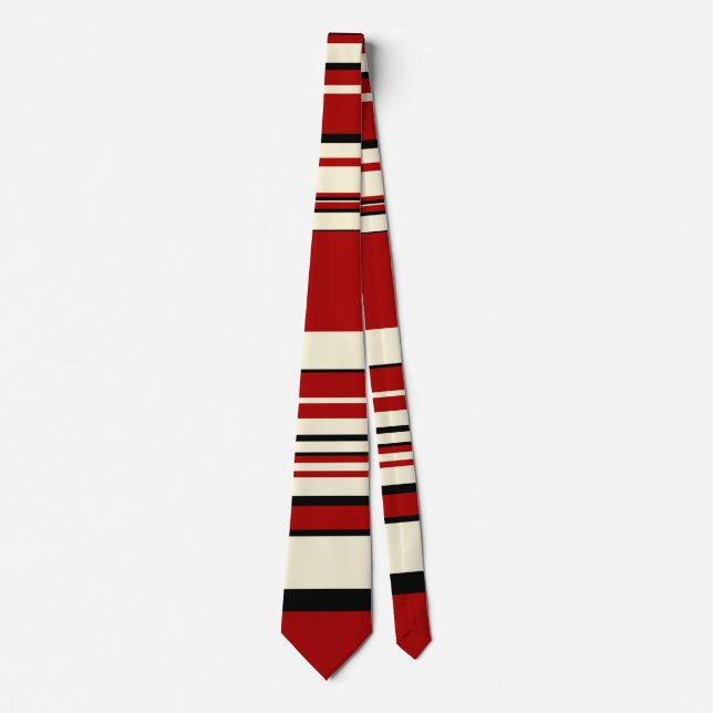 Gravata Stripes Complexas - Vermelho e Creme (Frente)