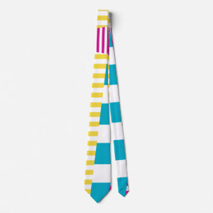 Gravata Stripes em Stripes - Turquesa, Amarelo e Rosa