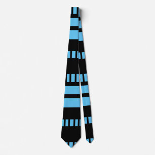Gravata Stripes.Preto Branco 01 L Azul BG