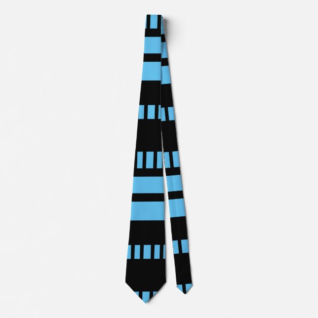 Gravata Stripes.Preto Branco 01 L Azul BG (Frente)