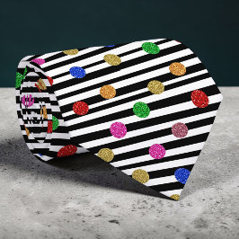 Gravata Stripes with Colorful Circles Necktie