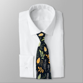 Gravata Stylish Green and Yellow Foliage Pattern 