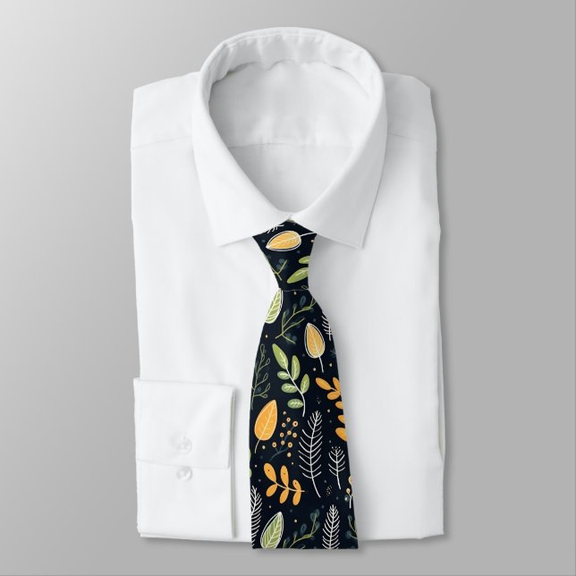 Gravata Stylish Green and Yellow Foliage Pattern  (Amarrado)