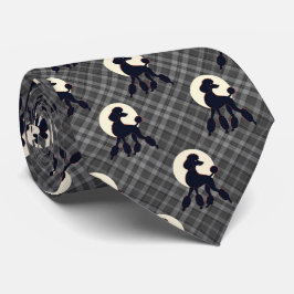Gravata Stylish Poodle on Gray Plaid Necktie