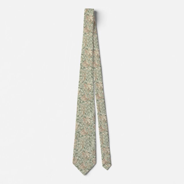 Gravata Suave Verde Vintage William Morris Honeysuckle (Frente)