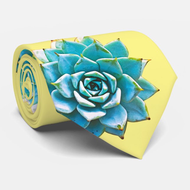 Gravata Sucultivos de Aquarela em Amarelo (Rolled)