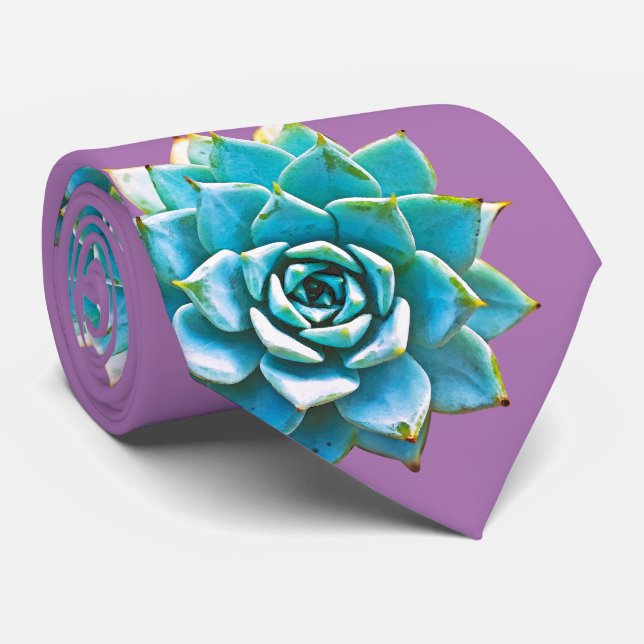 Gravata Sucultivos de Aquarela na Lavanda (Rolled)