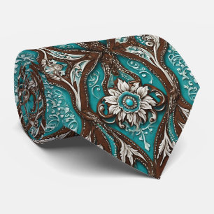 Gravata Sul do Cowboy Brown Turquoise Oeste
