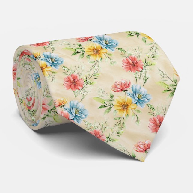Gravata Summer Garden Floral Pattern (Rolled)