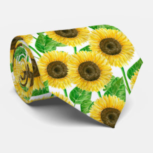 Gravata Sunflowers watercolor neck tie