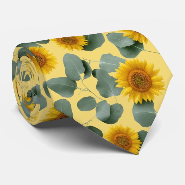 Gravata Sunflowers with Eucalyptus Leaves Pattern (Rolled)
