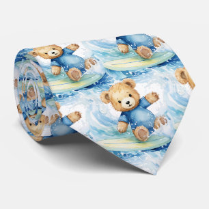 Gravata Surfe de Urso Azul