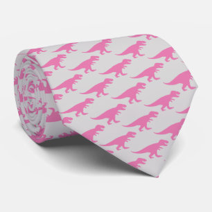 Gravata T-Rex Tyranosaurus King Dinossaur Cinza Pink