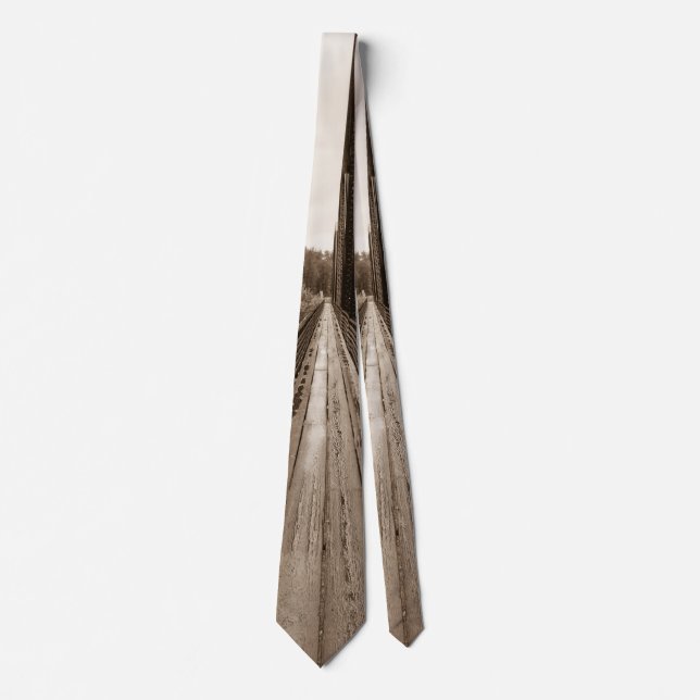 Gravata Talkeetna Railroad Bridge Walkway Neck Tie (Frente)