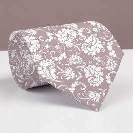 Gravata Tan Floral Pattern Custom Necktie