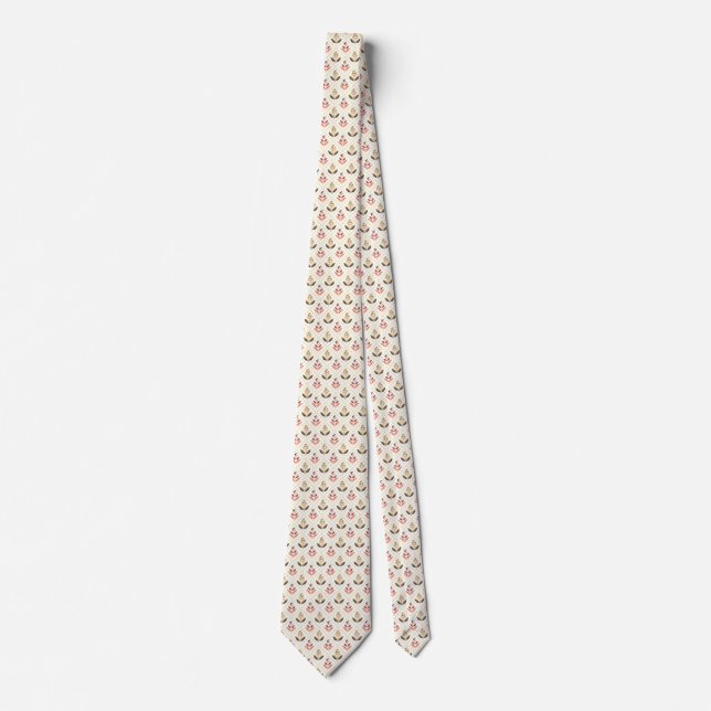 Gravata Tan necktie featuring a subtle geometric pattern  (Frente)