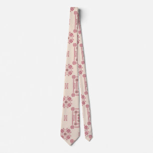 Gravata Tan & Pink Floral Tatreez Henna Thobe Vestido