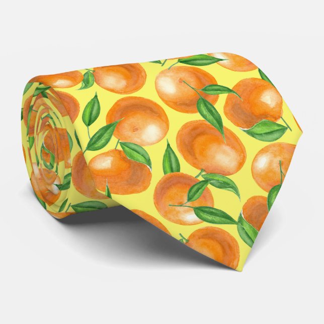 Gravata Tangerinas de aquarela (Rolled)