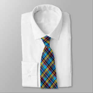 Gravata Tartan Amarelo Azul