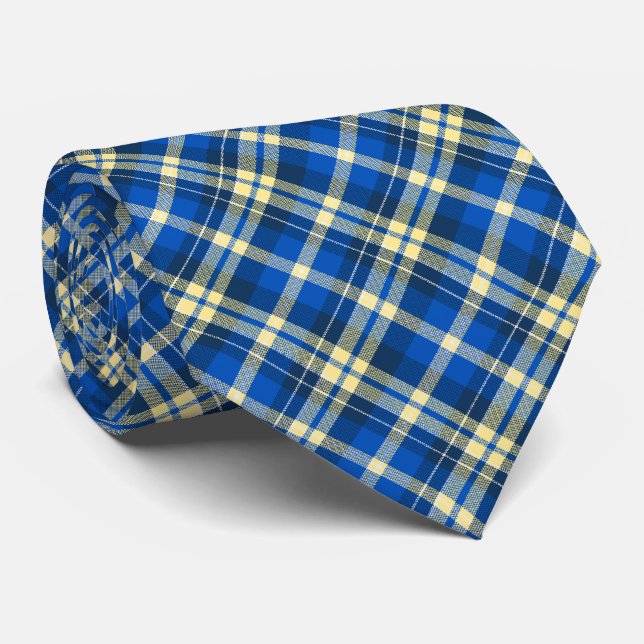 Gravata Tartan Check Xadrez Real Azul Dois Lados (Rolled)