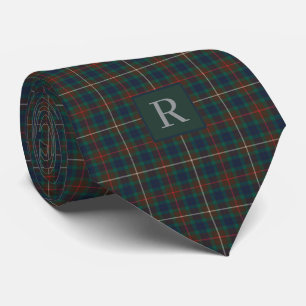Gravata Tartan de Caça Fraser Xadrez Clan Escocês Monogram
