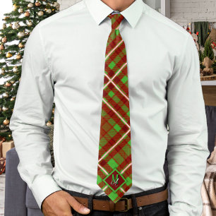 Gravata Tartan de Natal Luxuoso Personalizado com Monogram