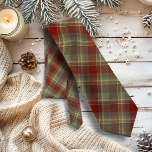 Gravata Tartan de Natal Tijolo Vermelho Verde ID1141A