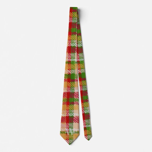 Gravata Tartan Plaid Custom Monogrammed Party (Frente)