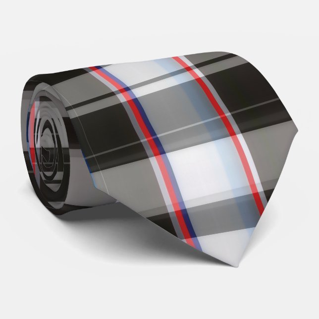Gravata Tartan Preto e Vermelho (Rolled)
