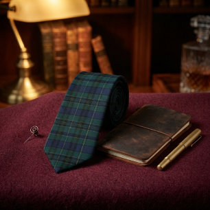 Gravata Tartan Preto Watch Verde Escuro Azul Marinho