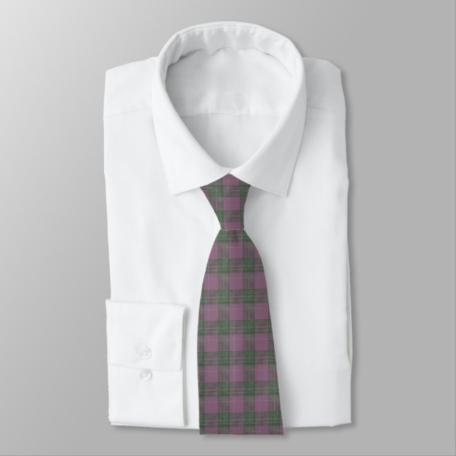 Gravata Tartan Roxo Verde Escocês (Amarrado)