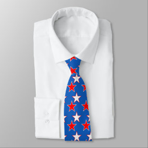 Gravata Tarte de Estrelas Vermelhas e Brancas Patriotas