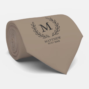 Gravata Taupe Elegante Padrinho de Casamento Louro Monogra