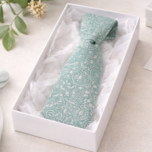Gravata Teal Blue Paisley