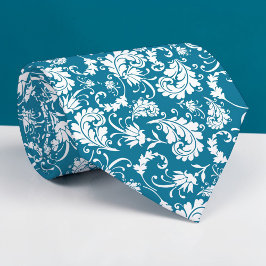 Gravata Teal Floral Pattern Custom Necktie