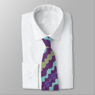 Gravata Teal Roxo E Padrão Verde