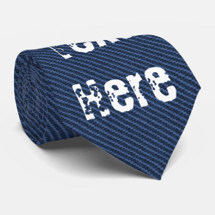 Gravata Tecido de Jeans Azul - Adicionar seu texto - Perso