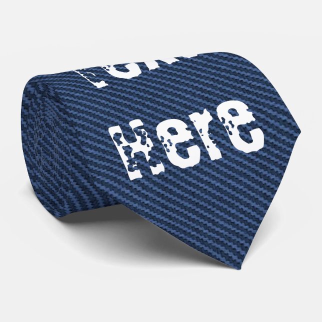 Gravata Tecido de Jeans Azul - Adicionar seu texto - Perso (Rolled)