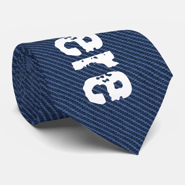 Gravata Tecido de Jeans Azul - Adicionar seu texto - Perso (Rolled)