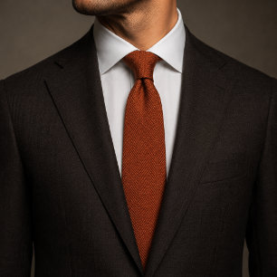 Gravata Tecido de tweed xadrez laranja enferrujado de dinh