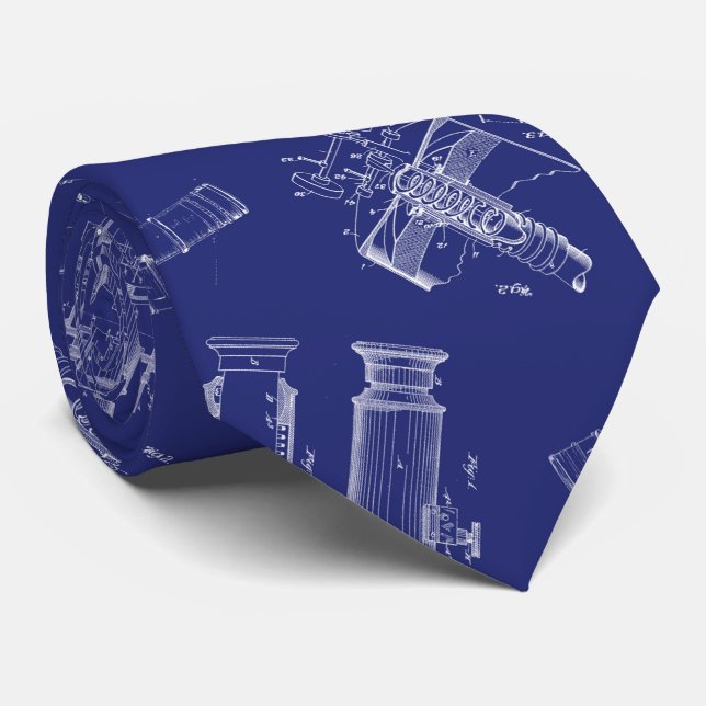 Gravata Telescope Blueprints Neck Tie (Rolled)