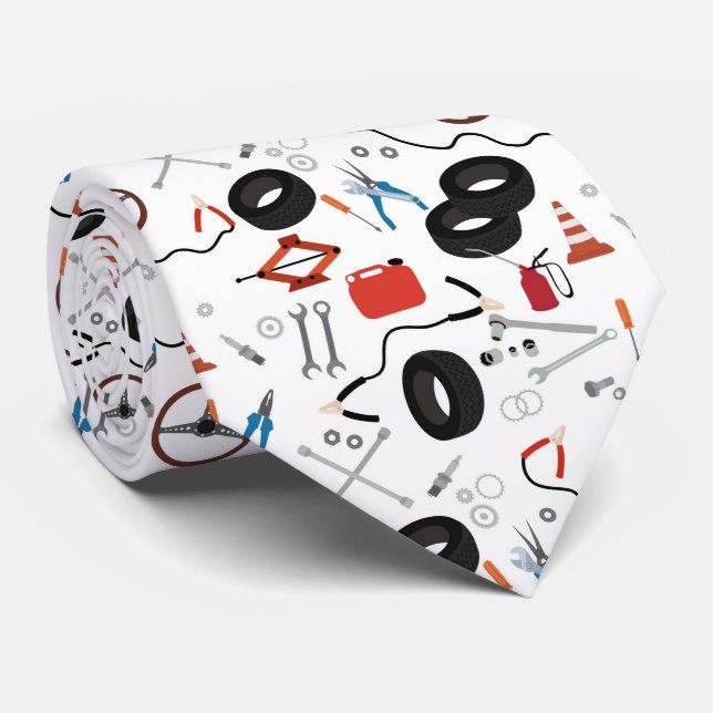 Gravata Tema de ferramentas automotivas mecânicas para aut (Rolled)