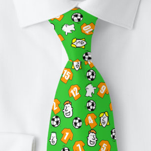 Gravata Tema de futebol com camisas Douradas laranja