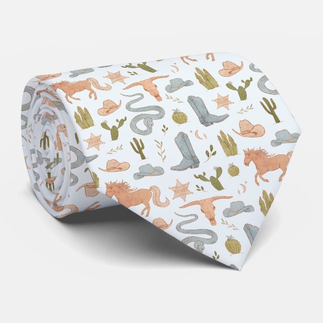 Gravata Tema Ocidental Azul (Rolled)