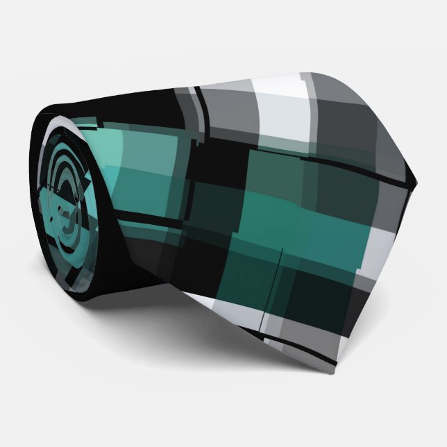 Gravata Tendência Abstrato Verde Azul Azul Azul, Xadrez Br (Rolled)