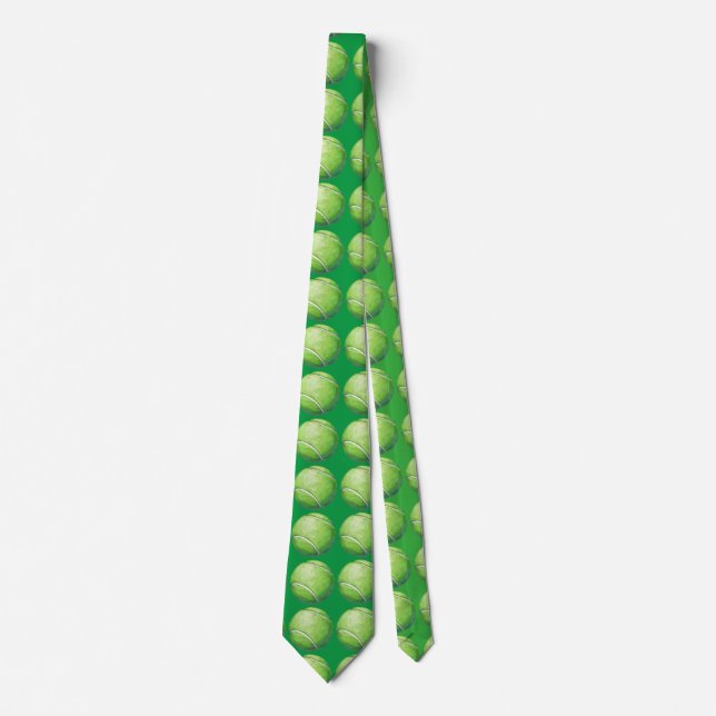 Gravata Tênis Ball Art Pattern Green Tie (Frente)